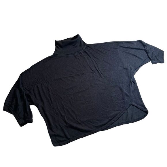 Vintage Michael Carrie Black Turtleneck 3/4 Sleeve Poncho Sweater Size Medium - Picture 6 of 11